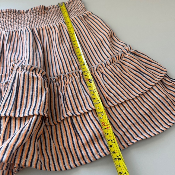 THML Striped Smocked Cotton Ruffle Mini Skirt | Size Small - Picture 7 of 8